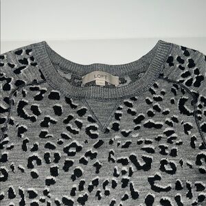 LOFT Gray Leopard Print Sweater